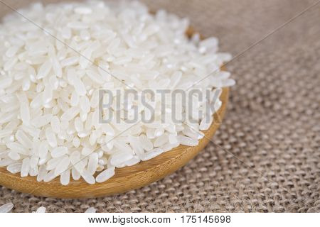 Rice grains close up on the table