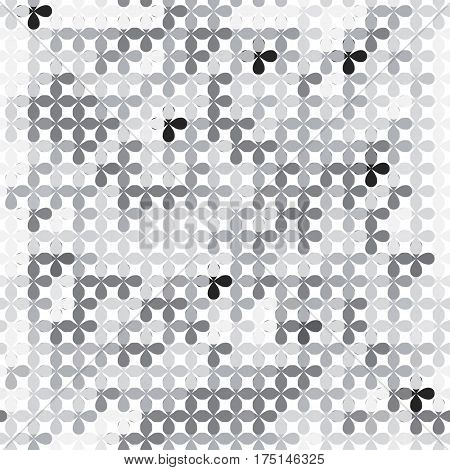 Abstract gray pattern. Seamless monochrome background. Stylized flowers vector pattern