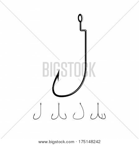 Set of the different realistic fishing hooks