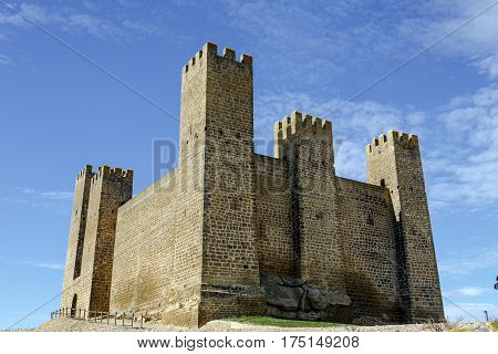 Castle in Sadaba with beauty sky in Saragossa Aragon Spain