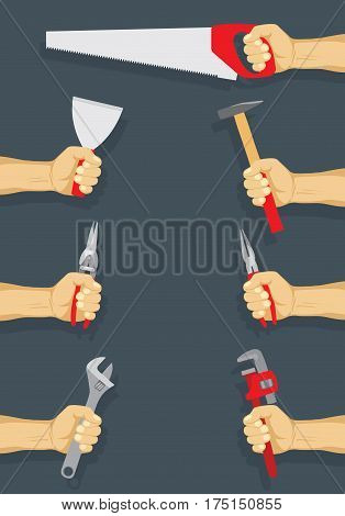 Tools in workers hand set - do it yourself project