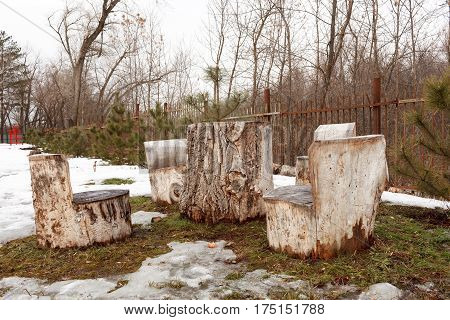 Self-made Wooden Furniture On The Street
