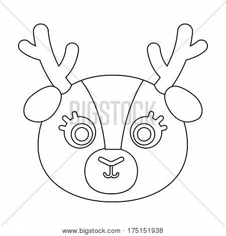 Deer muzzle icon in outline design isolated on white background. Animal muzzle symbol stock vector illustration.