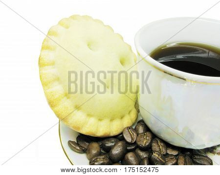 sweet cake and cup of coffee for breakfast