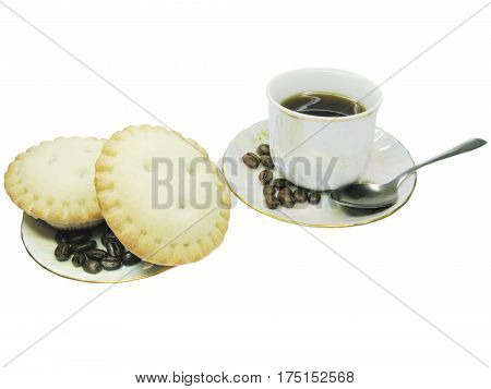 sweet cake and cup of coffee for breakfast