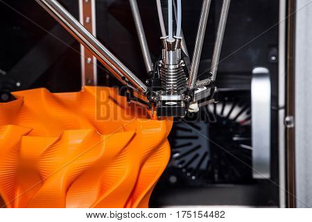Working 3d printer close up of process