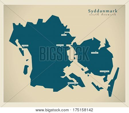 Modern Map - Syddanmark Dk Illustration Silhouette