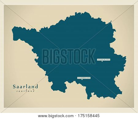 Modern Map - Saarland De New Design Refreshed Illustration