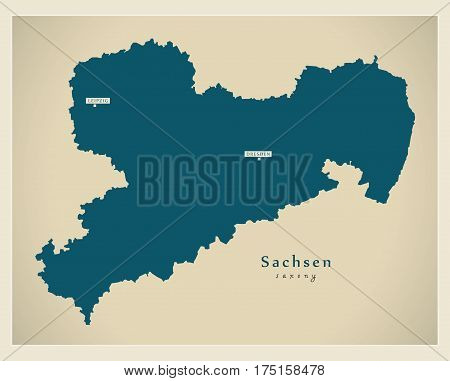 Modern Map - Sachsen De New Design Refreshed Illustration
