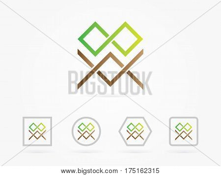 Design shape Origami vector banner. The original form as two squares with rounded corners, overlapping. Vector graphics