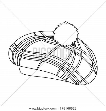 Scottish traditional cap icon in outline design isolated on white background. Scotland country symbol stock vector illustration.