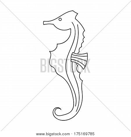 Seahorse icon in outline design isolated on white background. Sea animals symbol stock vector illustration.