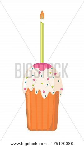 Easter cake icon in flat style isolated on white background. Design element for Easter cards, banners, flayers. Vector illustration.