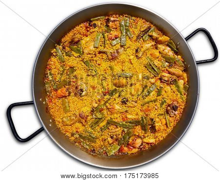 Paella from Spain chicken and rabbit rice recipe from Valencia