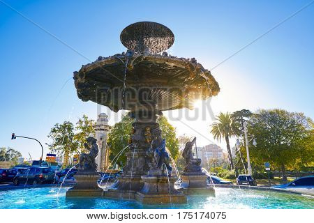 Alameda Albereda fountain of 1878 in Valencia of Spain