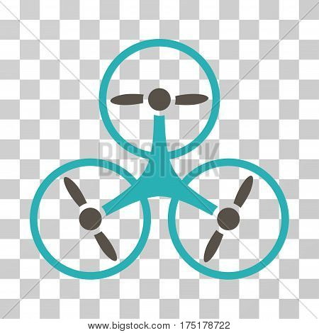 Tricopter Drone icon. Vector illustration style is flat iconic bicolor symbol grey and cyan colors transparent background. Designed for web and software interfaces.