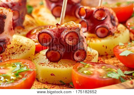 Galician Octopus a la Gallega tapas pinchos recipe from Spain with potatoes