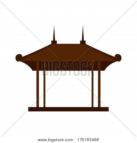 Wooden pavilion icon in flat style isolated on white background vector illustration
