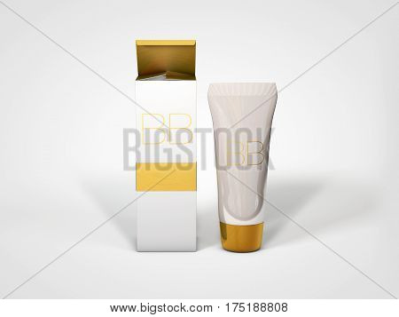 BB cream bottle mockup. Foundation tube ads template. Skin toner, skin perfector 3D illustration