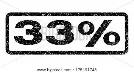 33 Percent watermark stamp. Text tag inside rounded rectangle frame with grunge design style. Rubber seal stamp with unclean texture. Vector black ink imprint on a white background.