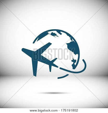 Plane Globe Icon stock vector illustration flat design