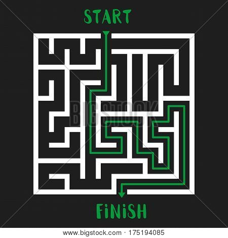 Maze Game with solution. Labyrinth with Entry and Exit. Vector Illustration.