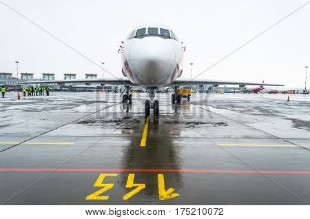 Yakovlev 42 Izj avia airport Pulkovo Russia Saint-Petersburg January 2017.