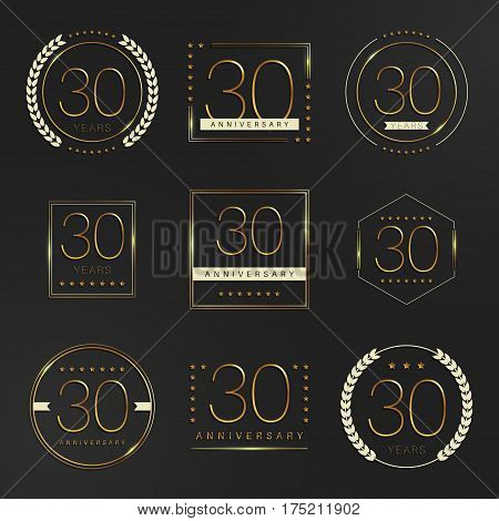 Thirty years anniversary logotype. 30th anniversary logo collection.