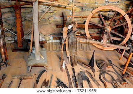 Museum of the old medieval fortied saxon church in the village Crit-Kreutz, transylvania, Romania