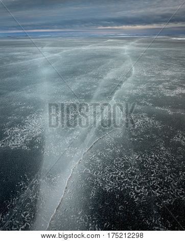 Cracks in the ice of lake Peipus, Estonia