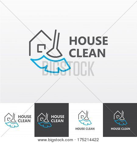 Vector logotype for house cleaning and maintenance eps file horisontal and vertical view