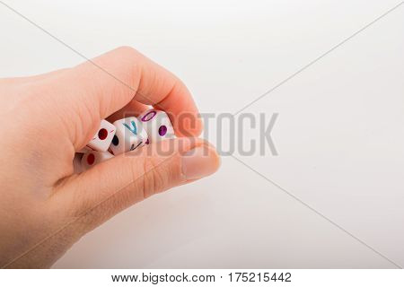 Colorful Alphabet Letter Cubes In Hand
