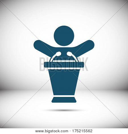 lectern with microphone icon stock vector illustration flat design