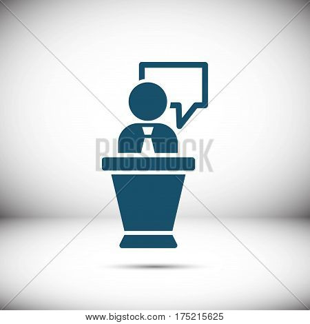 lectern with microphone icon stock vector illustration flat design