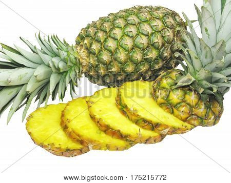 cut ripe pineapple fresh tropical fruit isolated