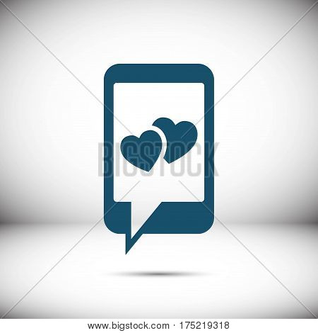 phone with hearts on the screen icon stock vector illustration flat design