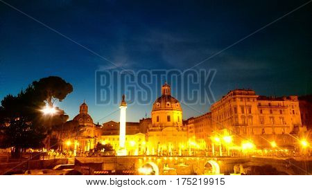 Le Domus Romane di Palazzo Valentini, buildings in front of the Altar of the Fatherland, Roma, Italy.