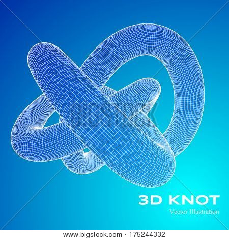 3 D vector threefold torus. Abstract protein model. Vector illustration for your science, digital, biological design.