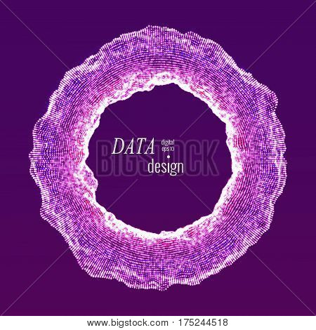 Deformed torus. Element for cyber, digital, science, big data concept design. 3d vector Illustration