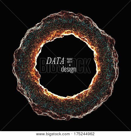 Deformed torus. Element for cyber, digital, science, big data concept design. 3d vector Illustration