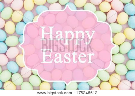 Old fashion Easter greeting Retro Easter eggs candy with text Happy Easter