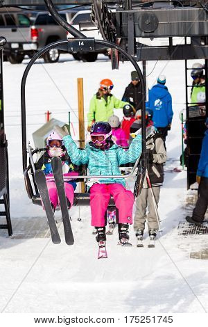 Arapahoe Basin Colorado USA-January 18 2015. Mid season skiing at Arapahoe basing ski resort.