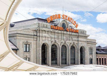 Denver Colorado USA-May 17 2015. Historial Union Station after redevelopment in Denver Colorado.
