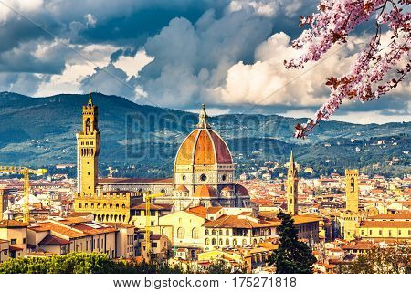 View on Florence and Duomo cathedral at spring, Italy