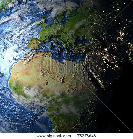 Emea Region On Earth - Visible Ocean Floor