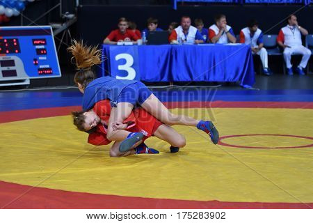 Orenburg, Russia - 29 October 2016: Girls Compete In Sambo