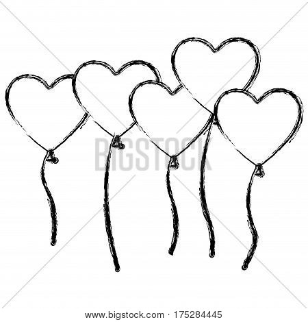 figure bolloons hearts forms icon, vector illustraction design