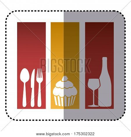 sticker set banner frames with silhouettes cupcake and culinary elements vector illustration