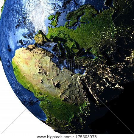 Emea Region On Earth With Exaggerated Mountains