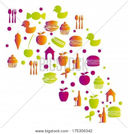 colorful pattern with food elements icon vector illustration